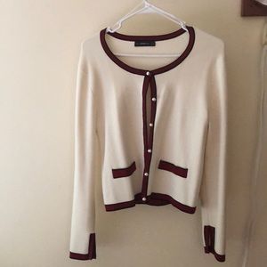 White red Zara knit sweater cardigan size medium